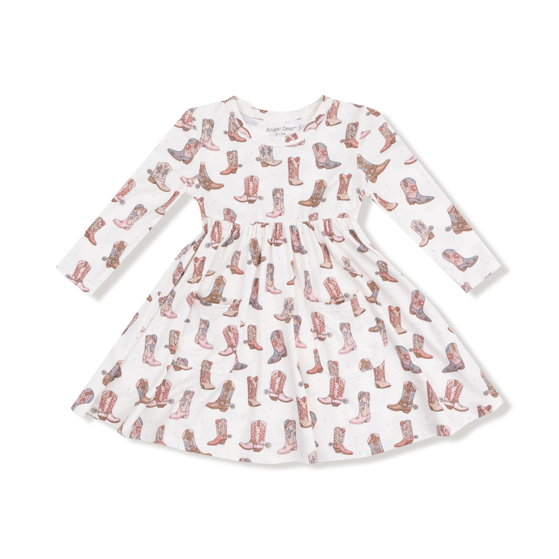 ANGEL DEAR: TWIRLY LONG SLEEVE DRESS - FUTURE COWGIRL