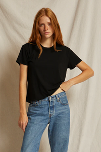 PERFECTWHITETEE: HARLEY CRISPY LIGHTWEIGHT COTTON BOXY CREW TEE - TRUE BLACK