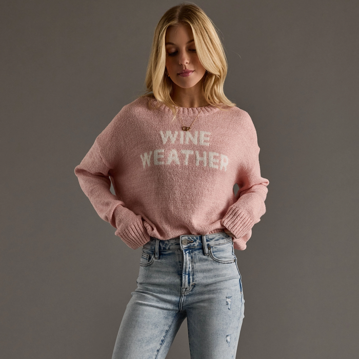 PANACHE APPAREL: WINE WEATHER LIGHTWEIGHT SWEATER - LIGHT PINK