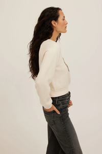 PROJECT SOCIAL T: DOUBLE HORSESHOES SHRUNKEN SWEATSHIRT - IVORY