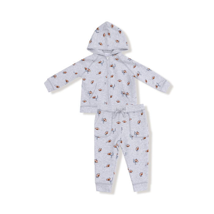 ANGEL DEAR: ZIP HOODIE AND JOGGER SET - FOOTBALL FIELD GOAL