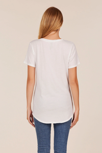 BOBI: BOYFRIEND V-NECK POCKET TEE - WHITE