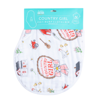 LITTLE HOMETOWN: COUNTRY GIRL 2 IN 1 BURP CLOTH AND BIB COMBO