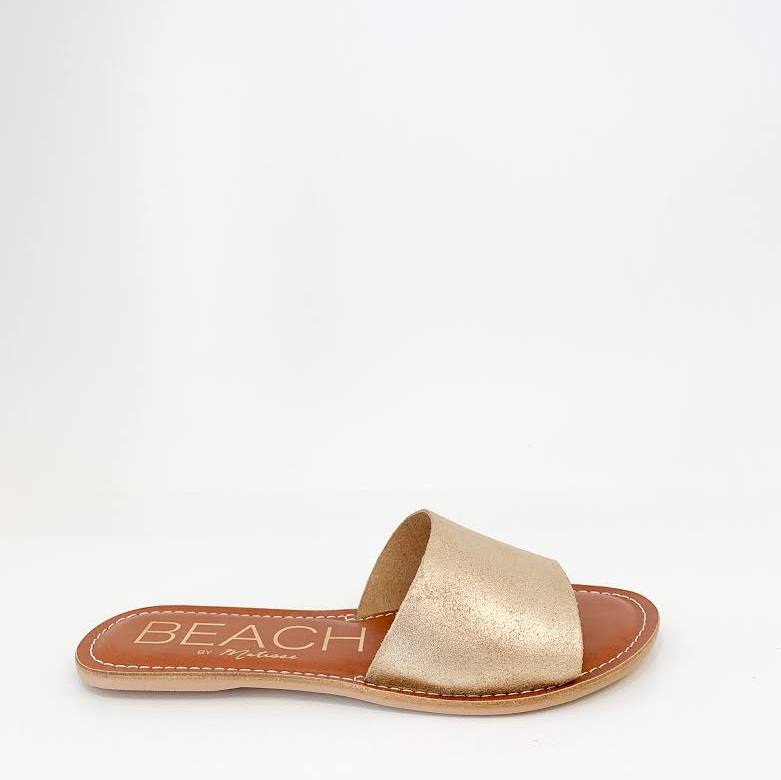 BEACH BY MATISSE: CABANA SLIDE SANDAL - GOLD