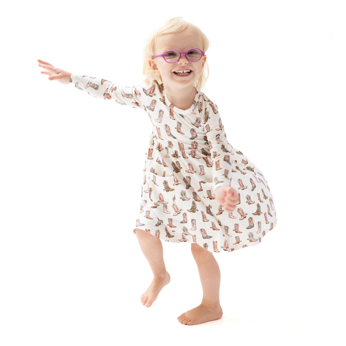 ANGEL DEAR: TWIRLY LONG SLEEVE DRESS - FUTURE COWGIRL