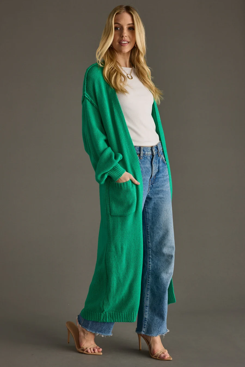 PANACHE: HILTON DUSTER CARDIGAN - GREEN