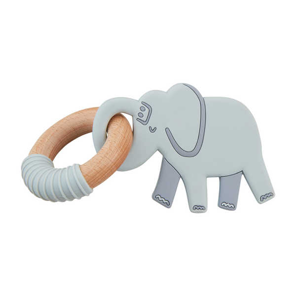 MUD PIE:GREY ELEPHANT RING TEETHER