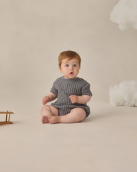 QUINCY MAE: RELAXED BUBBLE ROMPER - OCEAN