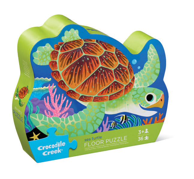 CROCODILE CREEK: 36-PC FOIL SHAPED BOX PUZZLE - SEA TURTLE