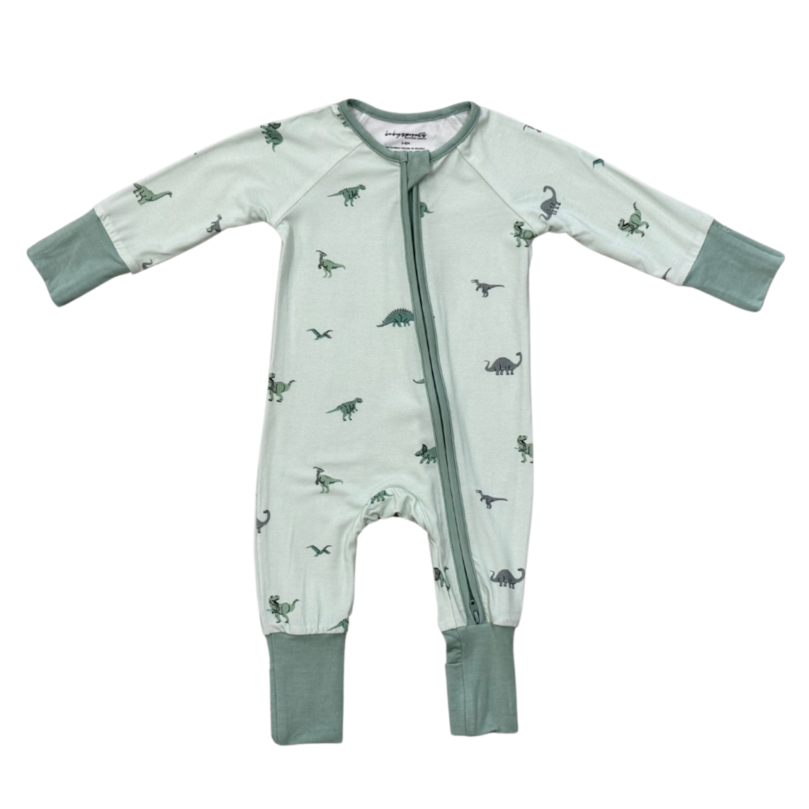 BABYSPROUTS: LONG SLEEVE ZIP ROMPER - DINOSAUR
