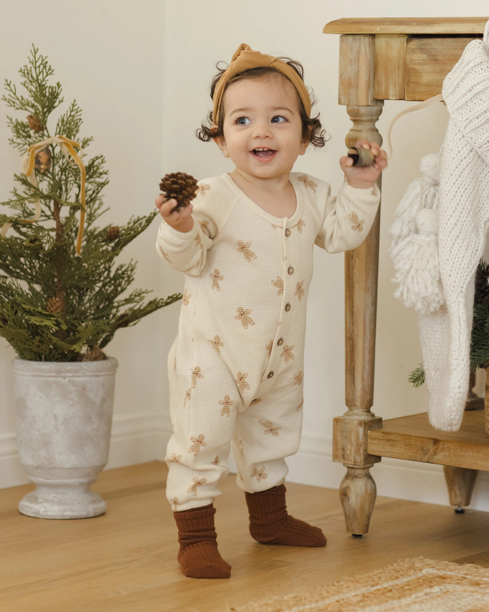 QUINCY MAE: WAFFLE LONG SLEEVE JUMPSUIT || GINGERBREAD