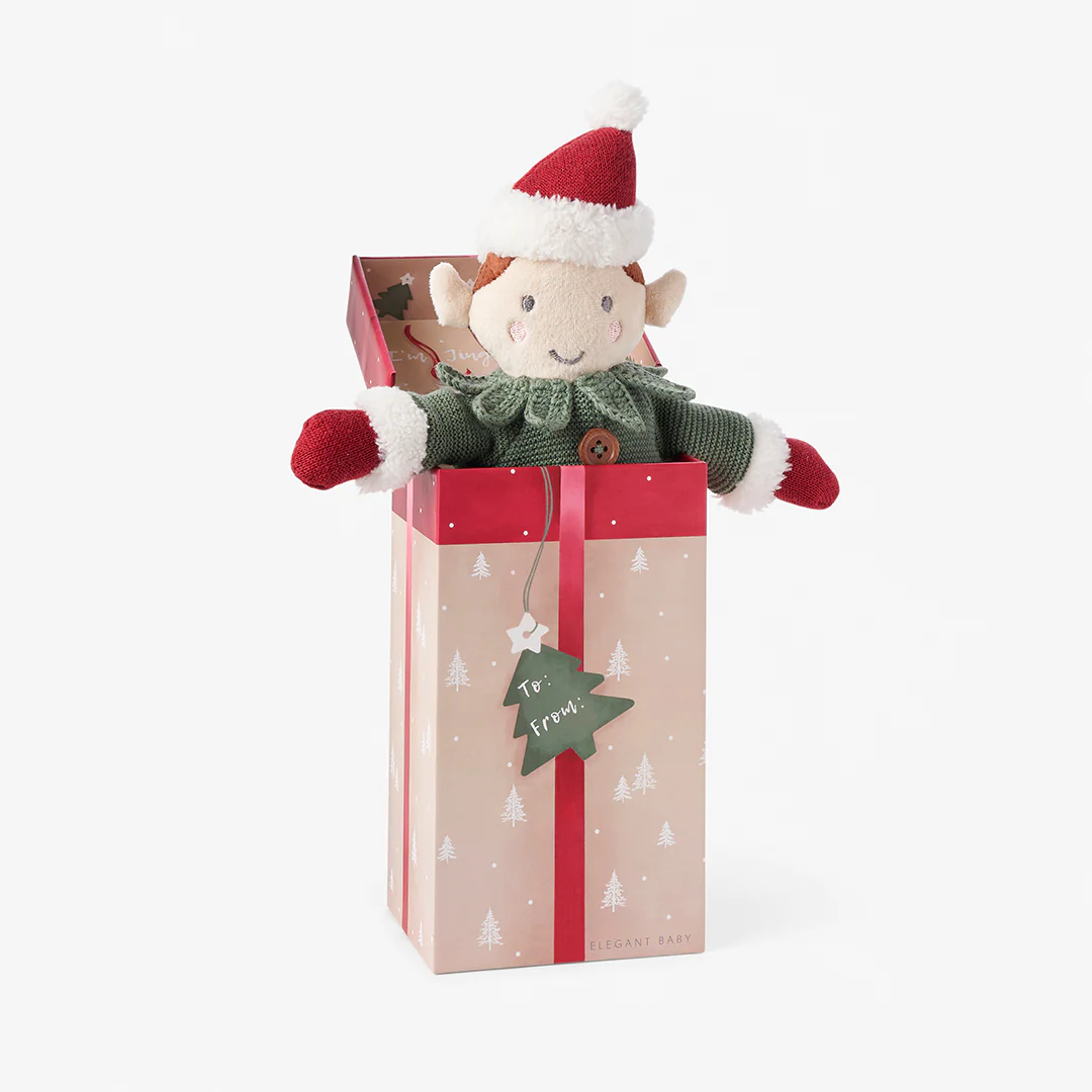 ELEGANT BABY: 'JINGLE' ELF KNIT TOY IN GIFT BOX