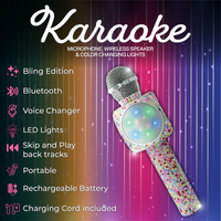 TRENDTECH: KARAOKE MICROPHONE & BLUETOOTH SPEAKER - CONFETTI BLING