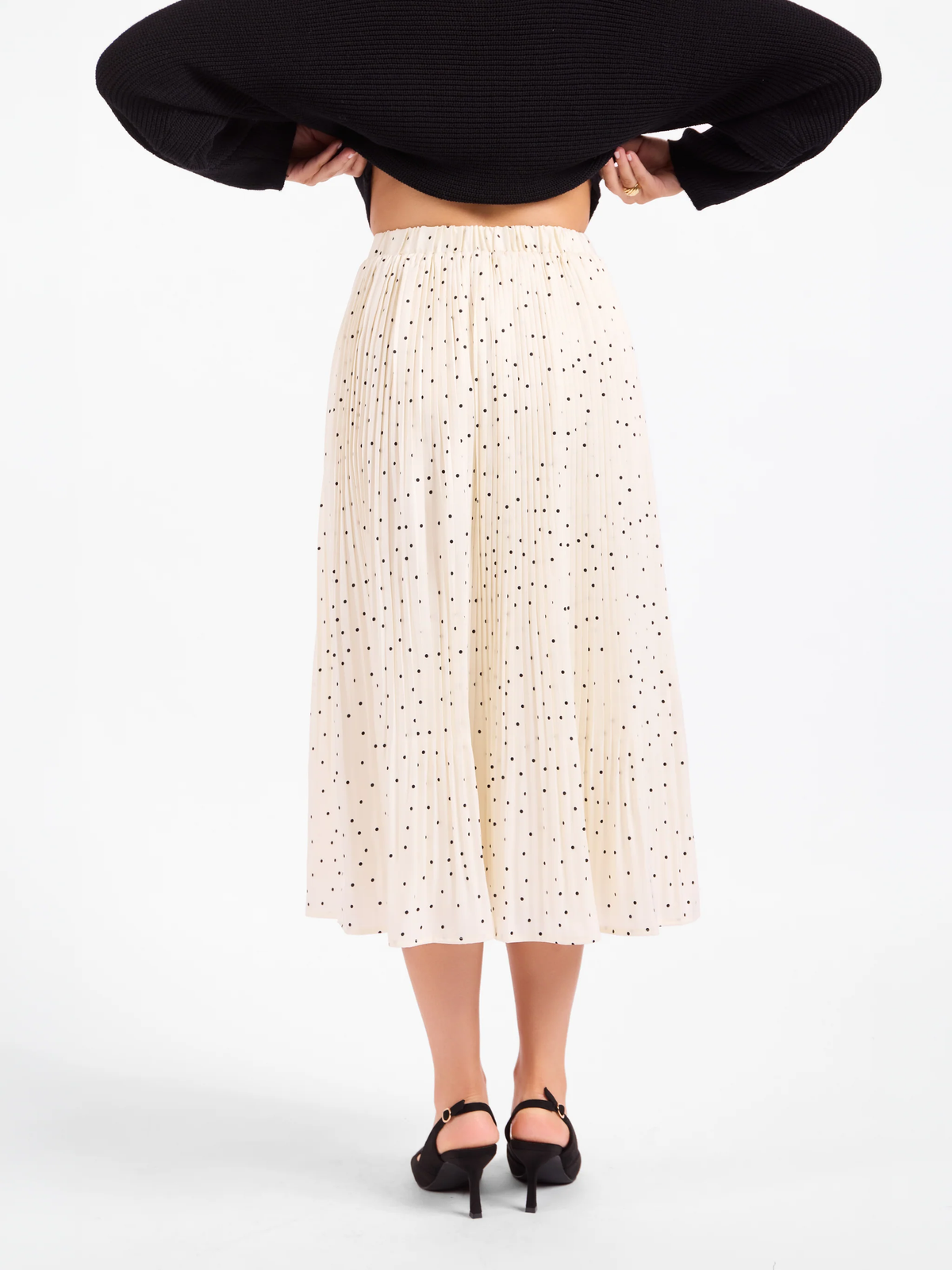SADIE & SAGE: LETTERS HOME PLEATED MAXI SKIRT - IVORY/BLACK