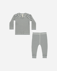 QUINCY MAE: RIBBED TEE + LEGGING SET || INDIGO STRIPE