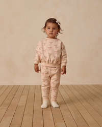QUINCY MAE: RELAXED FLEECE SWEATSHIRT + SWEATPANT SET || RED BOWS ON ANTIQUE
