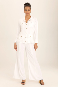 XCVI: TWILL SAFARI JACKET - WHITE
