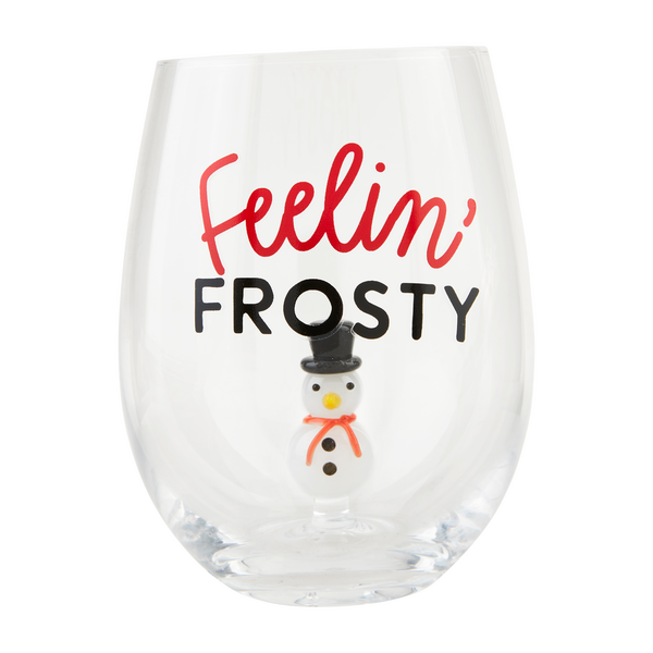 MUD PIE: SNOWMAN “FEELIN’ FROSTY” WINE GLASS