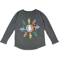 TINY WHALES: GREAT OUTDOORS LONG SLEEVE RAGLAN - MINERAL BLACK