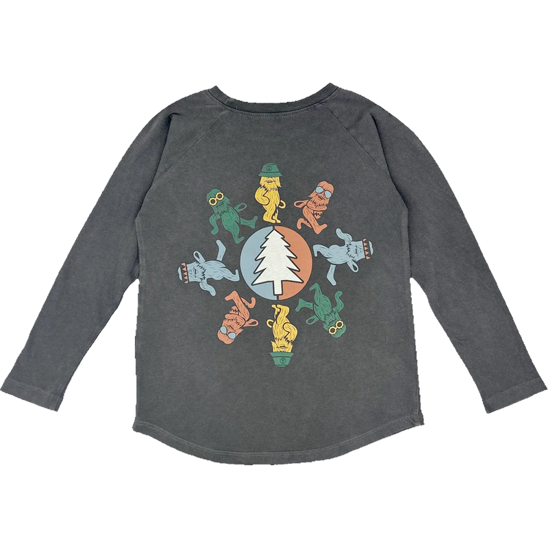 TINY WHALES: GREAT OUTDOORS LONG SLEEVE RAGLAN - MINERAL BLACK