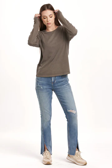 DEAR JOHN: KATHY LONG SLEEVE JERSEY TEE - CHARCOAL