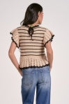 ELAN: NINA SWEATER TOP - NATURAL/BLACK
