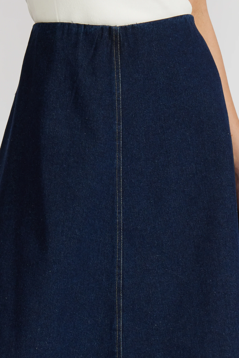 LUCY PARIS: NULA DENIM SKIRT - DARK BLUE