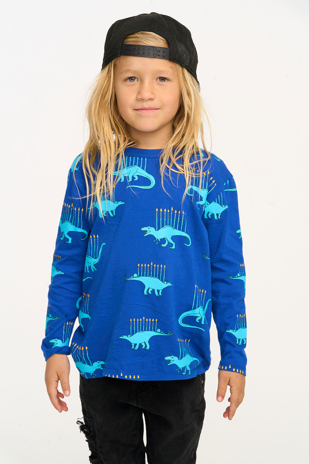 CHASER: MENORASUARUS HANUKKAH CREW NECK TEE - LAPIS BLUE