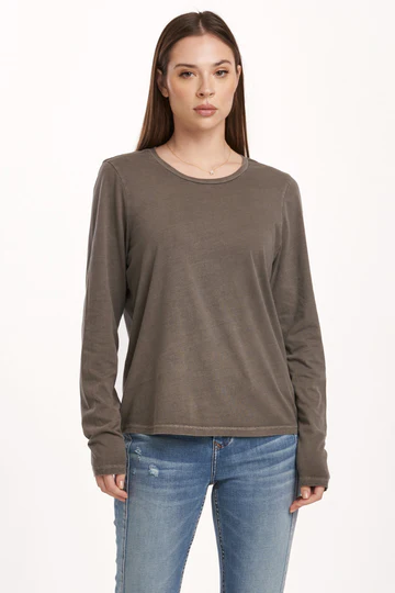 DEAR JOHN: KATHY LONG SLEEVE JERSEY TEE - CHARCOAL