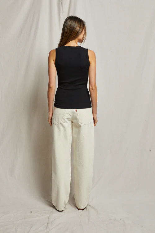 PERFECT WHITE TEE: JORDAN RIBBED U NECK TANK - BLACK