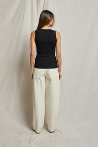 PERFECT WHITE TEE: JORDAN RIBBED U NECK TANK - BLACK