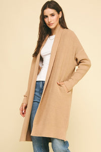 PINCH: WAFFLE TEXTURED OPEN FRONT CARDIGAN SWETAER