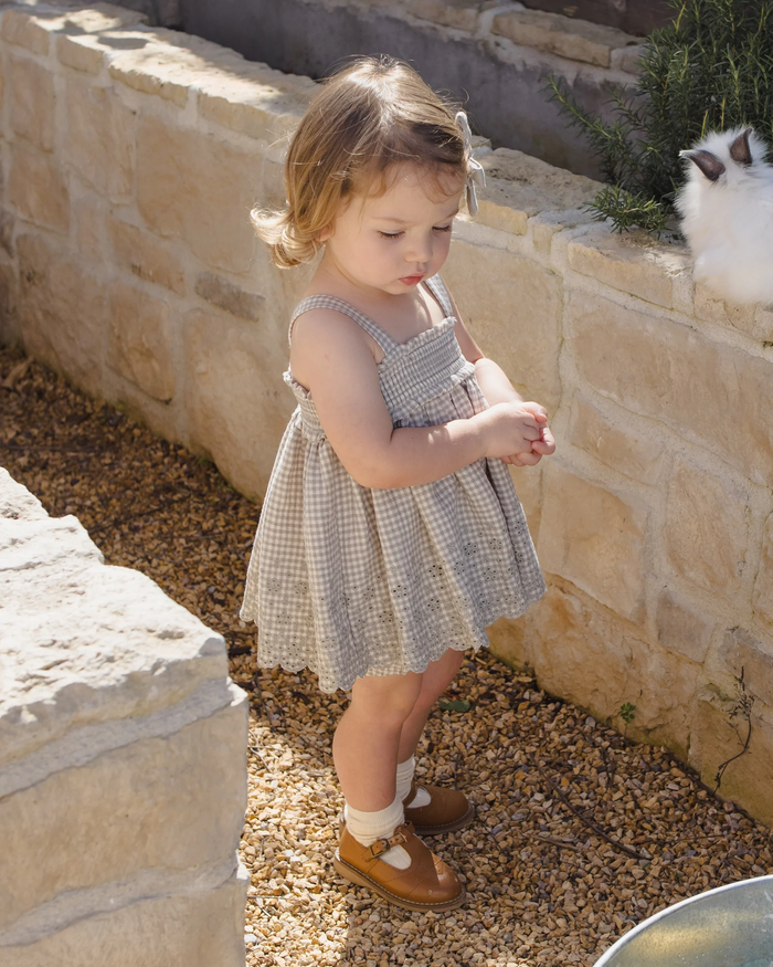 QUINCY MAE: MAE SMOCKED TOP + BLOOMER SET || SAGE GINGHAM