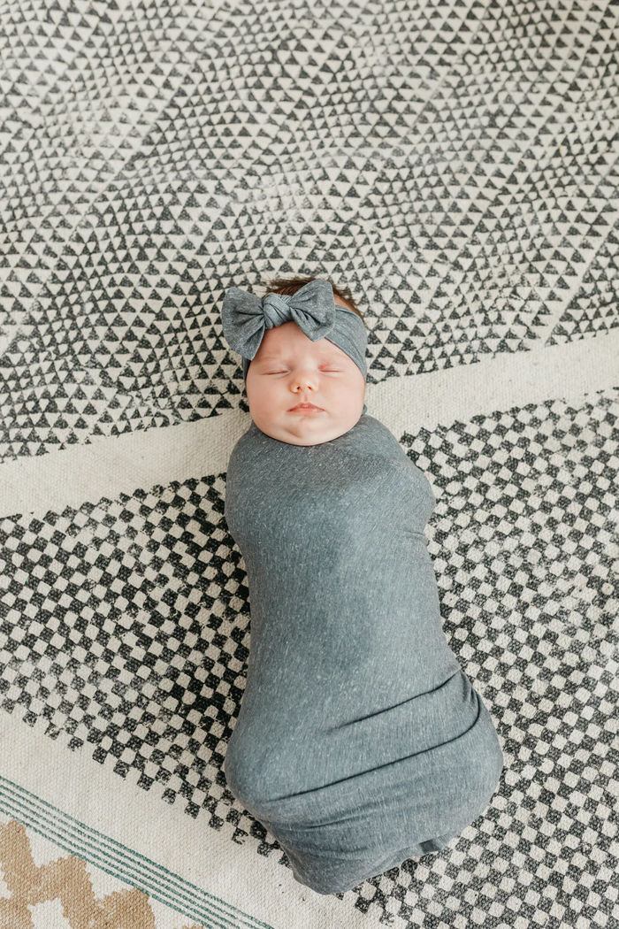 COPPER PEARL: SLATE KNIT SWADDLE BLANKET