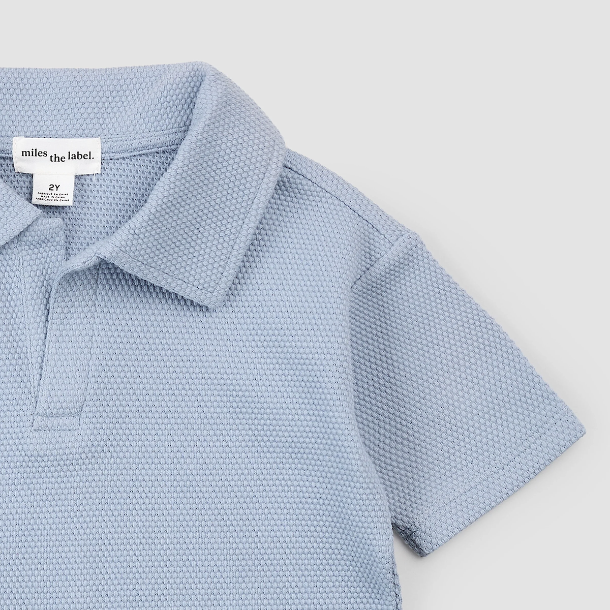 MILES THE LABEL: KNIT POLO TOP & SHORT SET - POWDERED BLUE