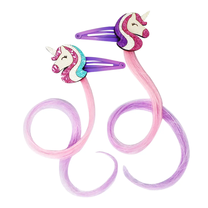 PINK POPPY: UNICORN HAIR CLIPS WITH HAIR EXTENSION