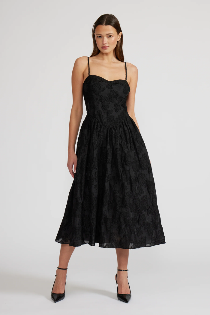 LUCY PARIS: INGRID MIDI DRESS - BLACK