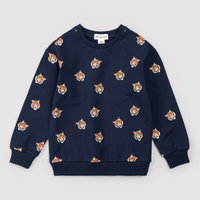 MILES THE LABEL: GO TIGERS PRINT ON BLUE SWEATSHIRT - NAVY