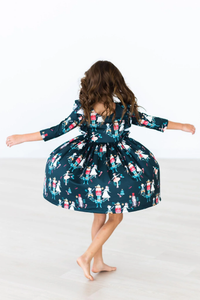 MILA & ROSE: CHRISTMAS BALLET 3/4 SLEEVE RUFFLE TWIRL DRESS