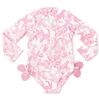 SHADE CRITTERS: LONG SLEEVE ONE PIECE SWIMSUIT - PINK PARADISE