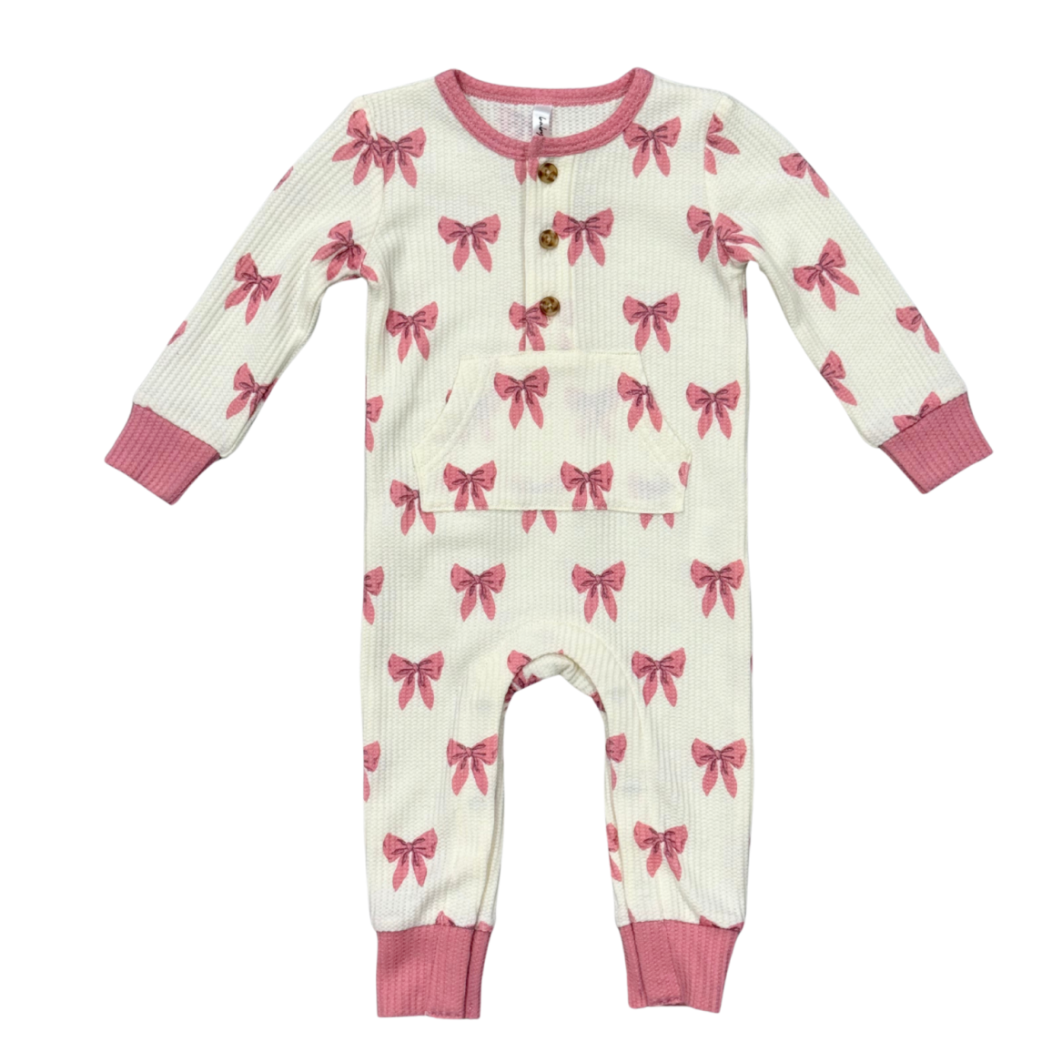 BABYSPROUTS: WAFFLE ROMPER - ROSE ELEGANCE BOWS