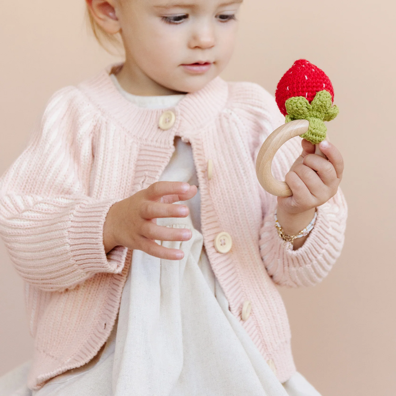 THE BLUEBERRY HILL: COTTON BRIOCHE CARDIGAN - BLUSH