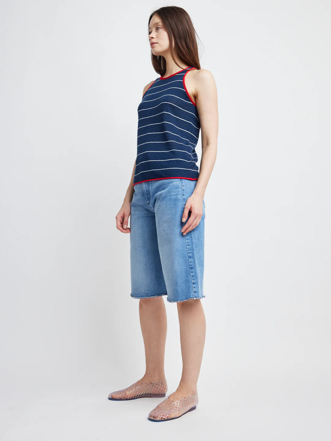 SELF CONTRAST: ELIZABETH RACER TANK - RED/NAVY/WHITE