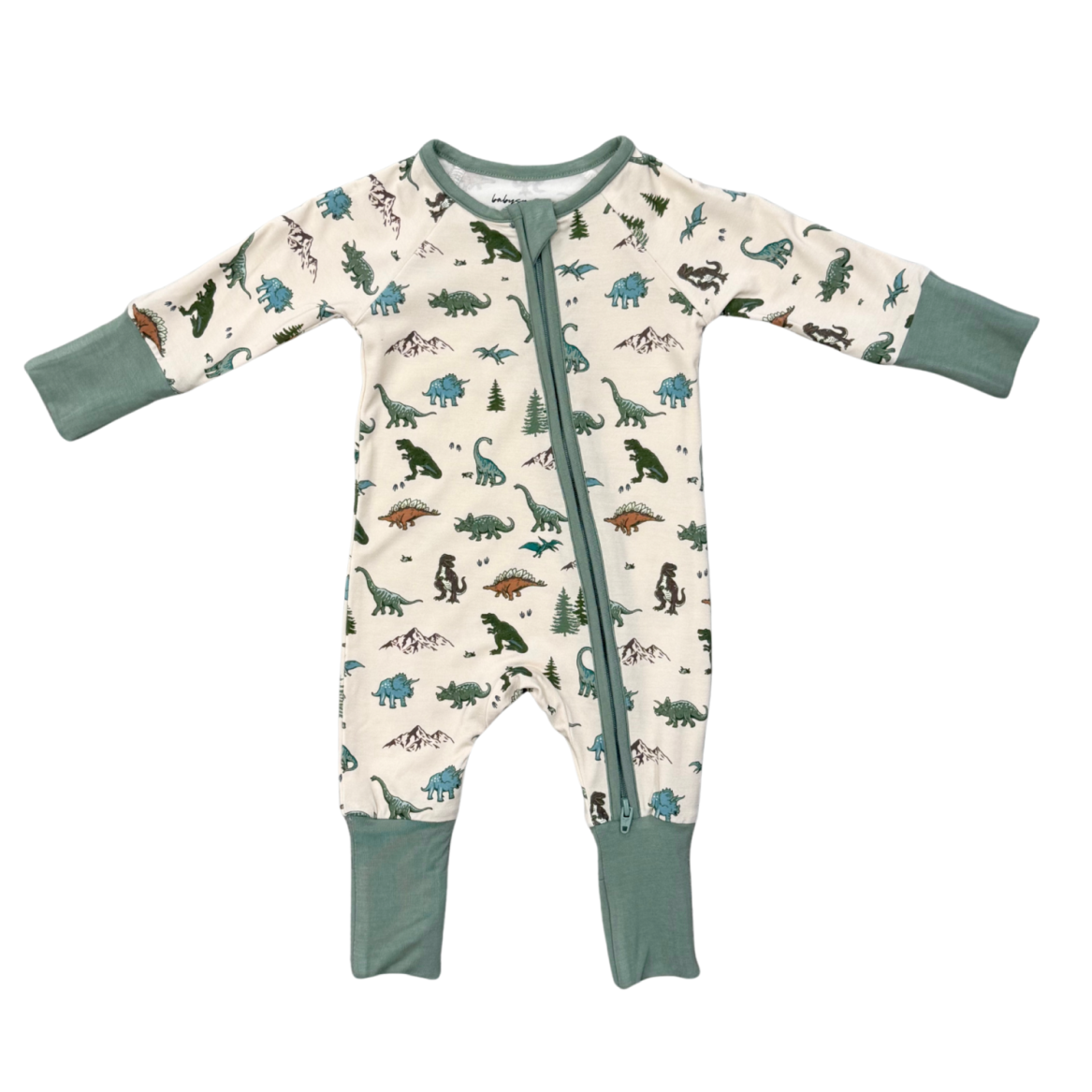 BABYSPROUTS: LONG SLEEVE ZIP ROMPER - DINO