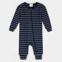 PETIT LEM: DRESS BLUES STRIPED MODAL RIB SLEEPER