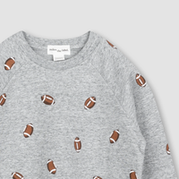 MILES THE LABEL: FOOTBALL PRINT ON HEATHER GREY SWEATSHIRT