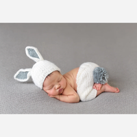 THE BLUEBERRY HILL: BAILEY BUNNY HAT AND PANT NEWBORN SET - GRAY