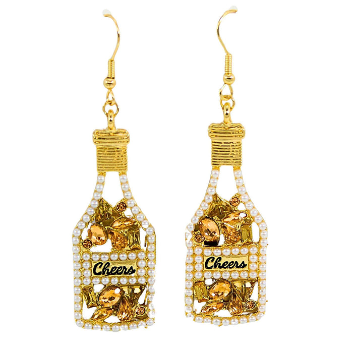 ROMAN: 2.75IN CHAMPAGNE BOTTLE EARRINGS