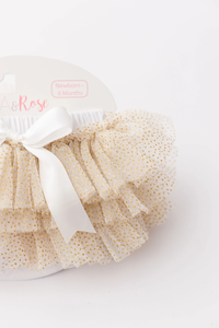 MILA & ROSE: WHITE & GOLD GLITTER RUFFLE TUTU BLOOMER