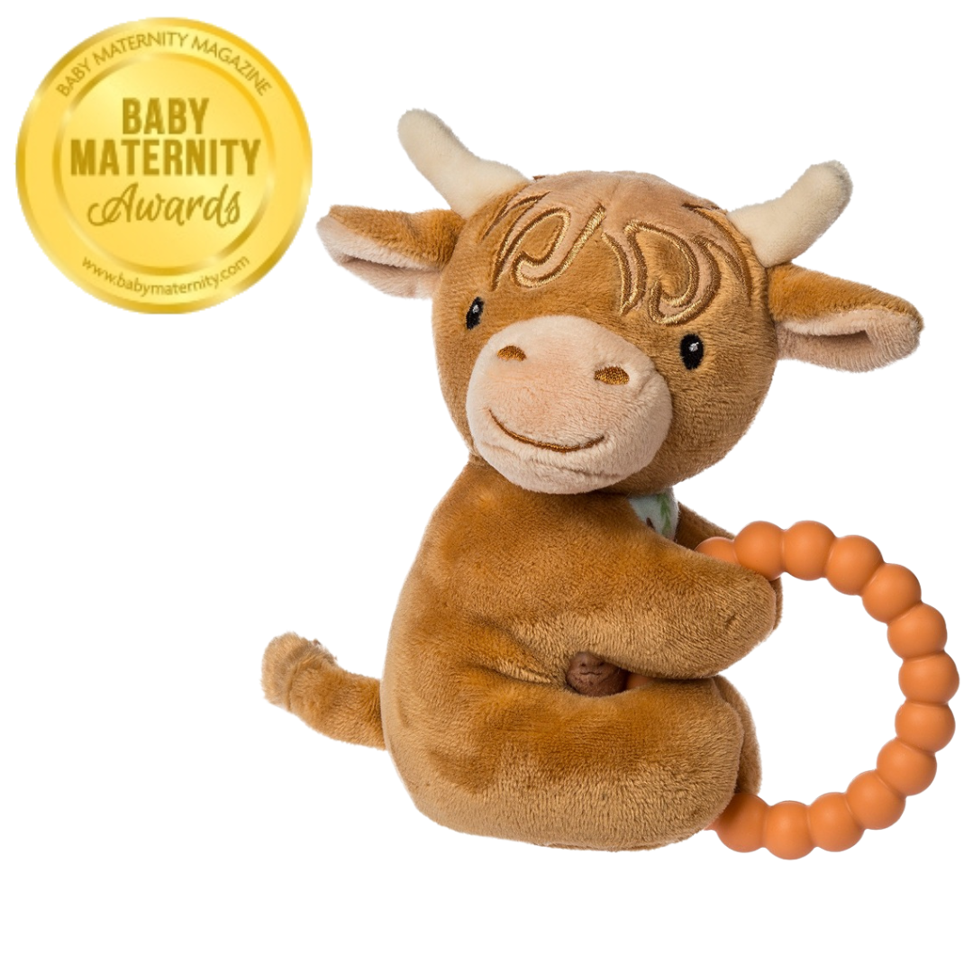 MARY MEYER: HETTY HIGHLAND COW TEETHER RATTLE – 6″